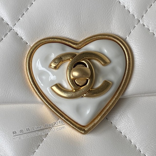 Chanel專櫃新款23ssai復古愛心鎖AS3986大號菱格紋香奈兒鏈條女包羊皮口蓋包 djc5193